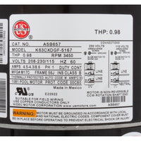 Motor, Nidec/USMtr, 0.5hp, 115/230v, 1Spd, 56Jfr, CFace, Thd, Full