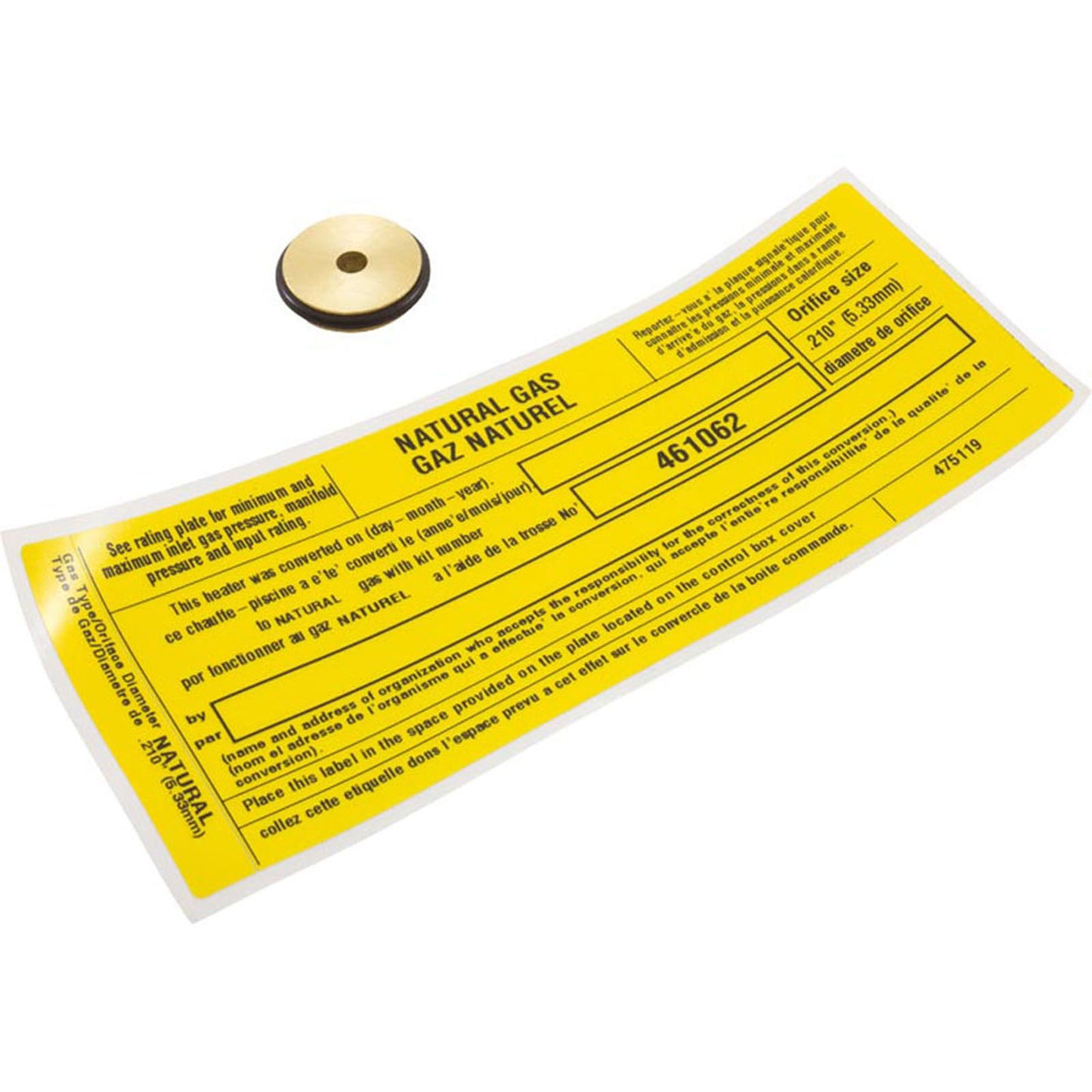 Kit de conversion, Pent MasterTemp 125, propane au gaz naturel