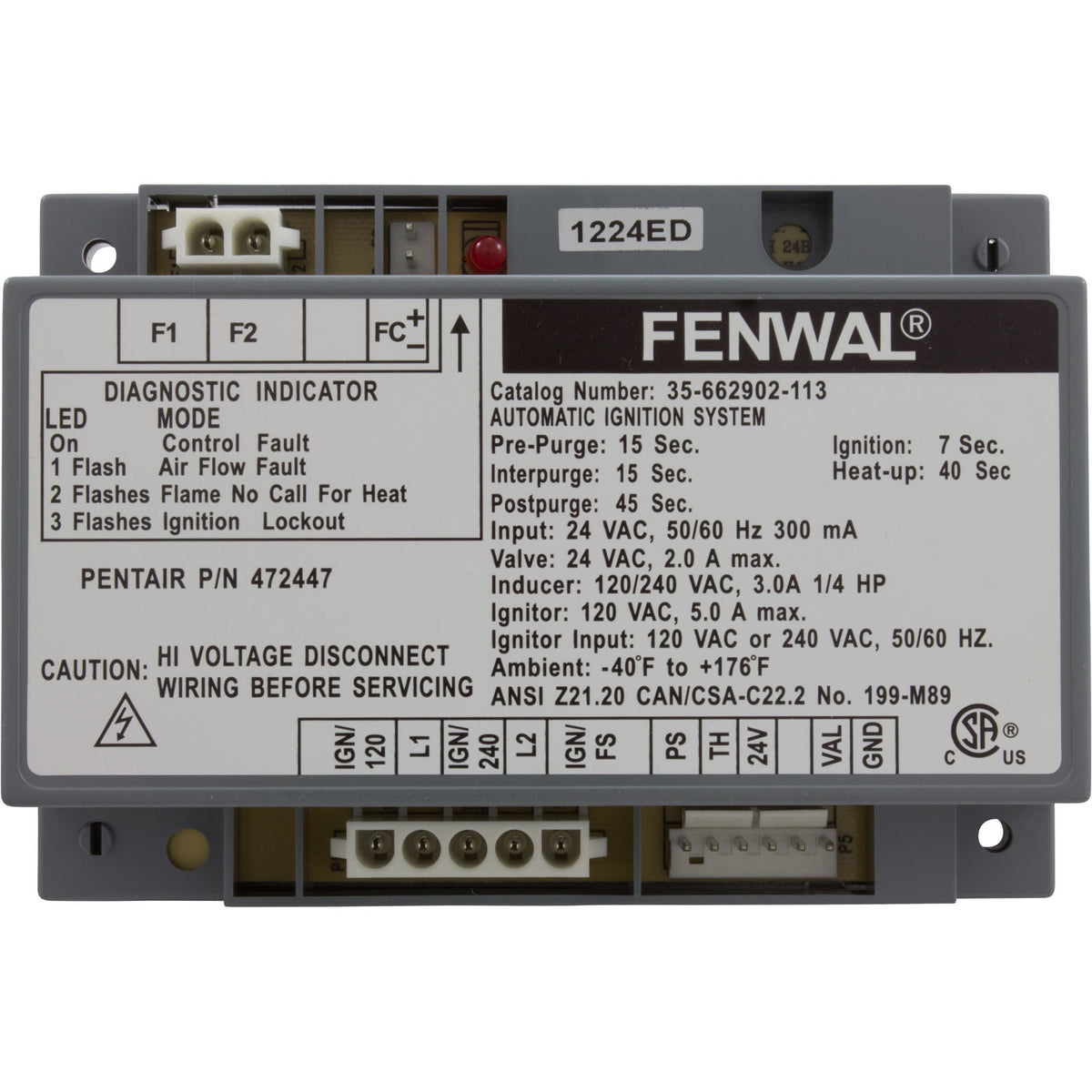 Ignition Control Module, Pentair Minimax NT