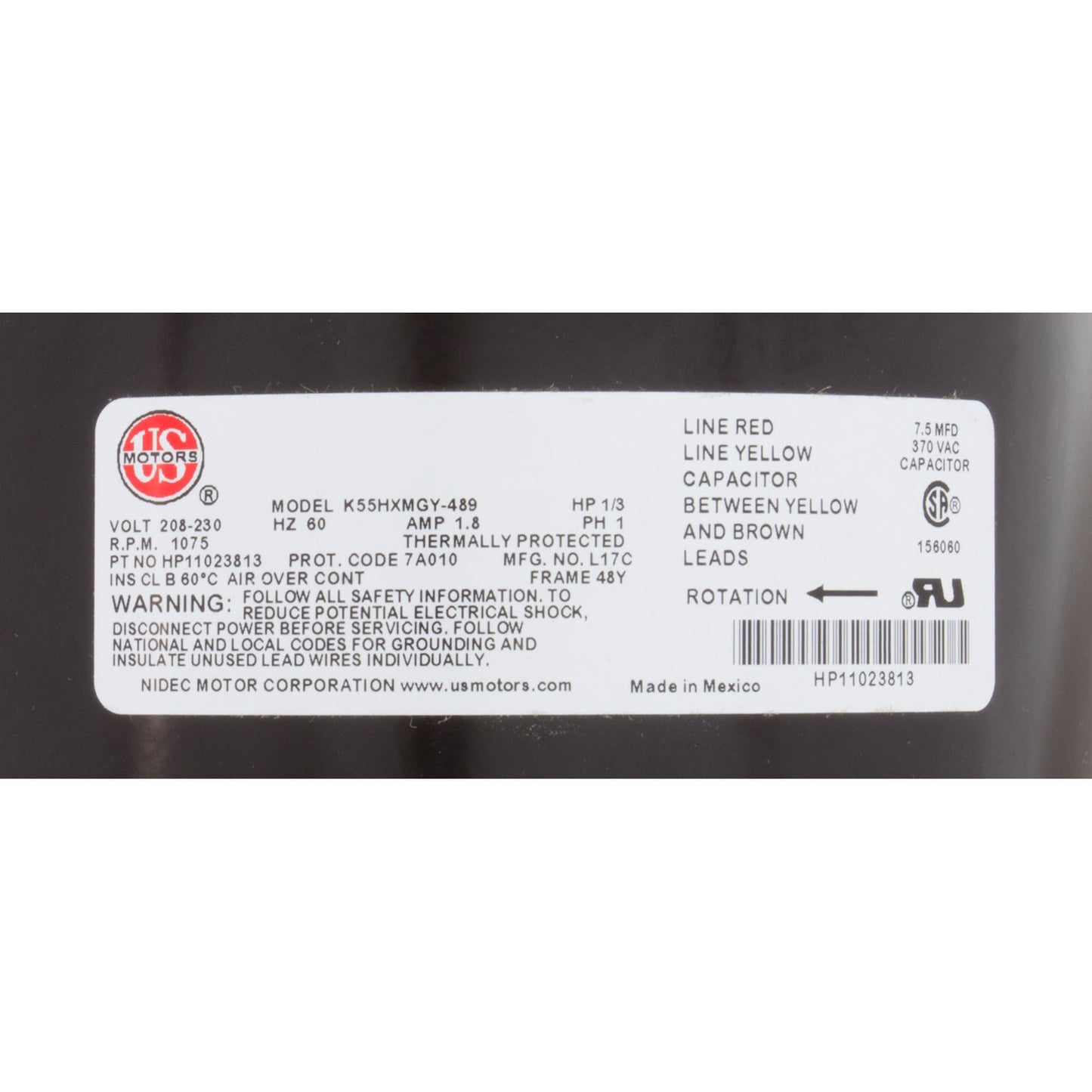 Motor de ventilador, Hayward HeatPro, 1/3 de caballo de fuerza