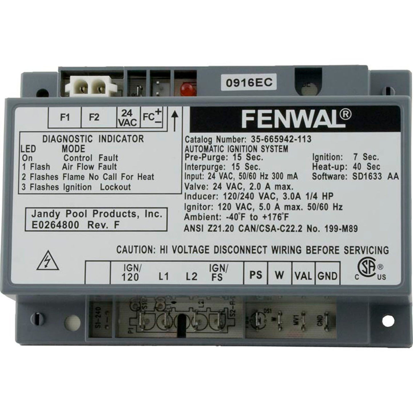 Ignition Control, Zodiac Jandy LXi