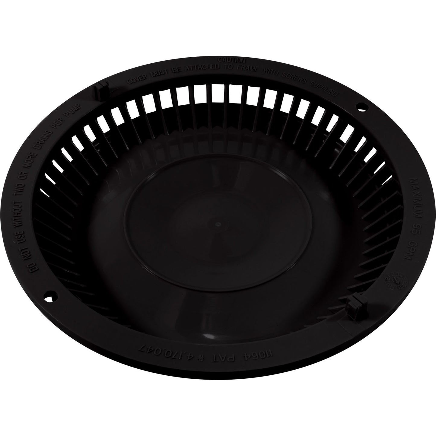 Main Drain Cover, Afras, Anti Vortex, Black, w/Screws