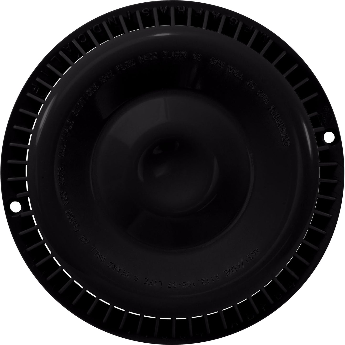 Main Drain Cover, Afras, Anti Vortex, Black, w/Screws