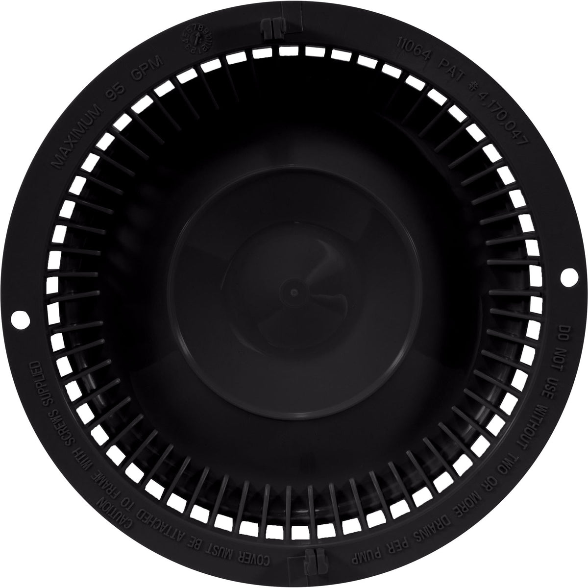 Main Drain Cover, Afras, Anti Vortex, Black, w/Screws