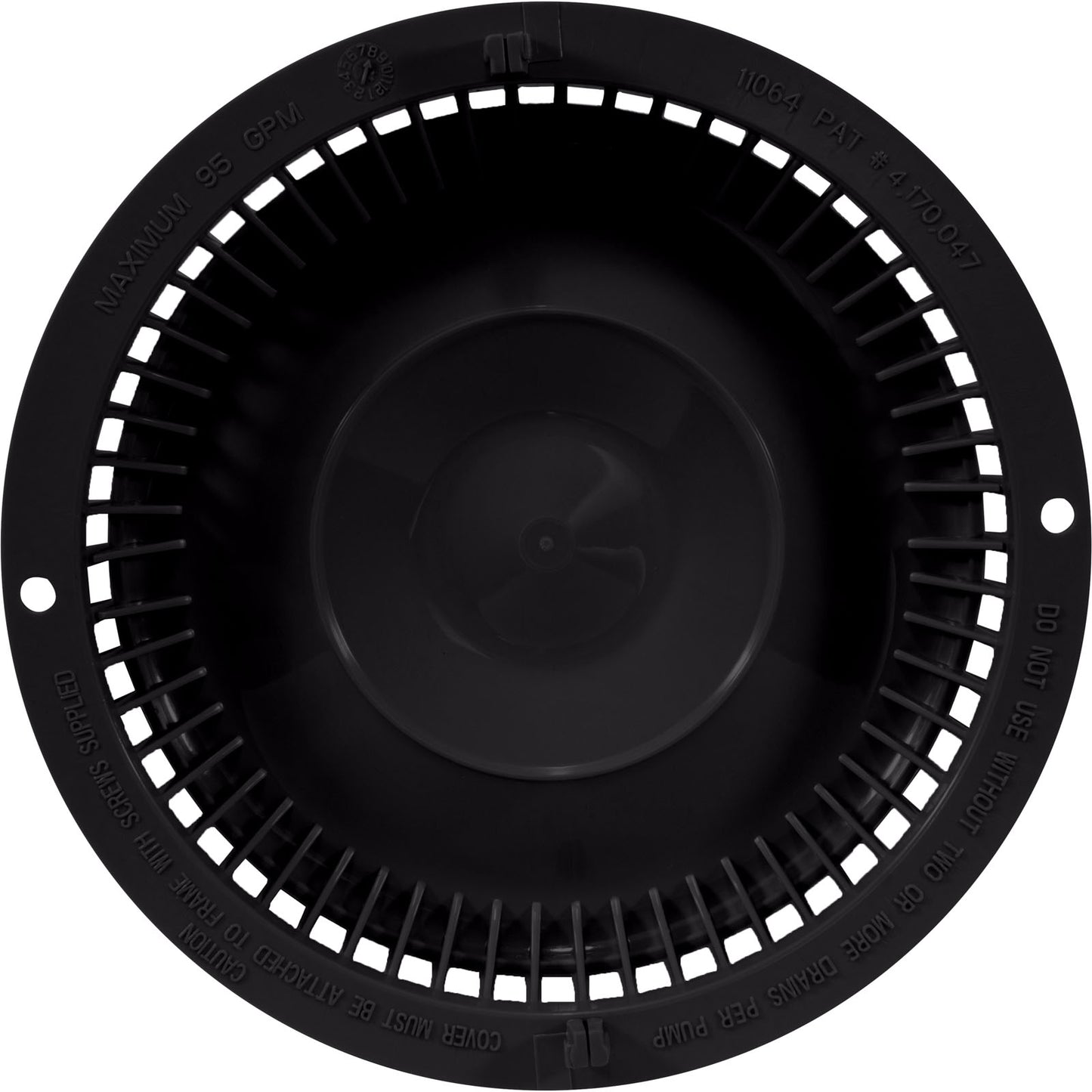 Main Drain Cover, Afras, Anti Vortex, Black, w/Screws