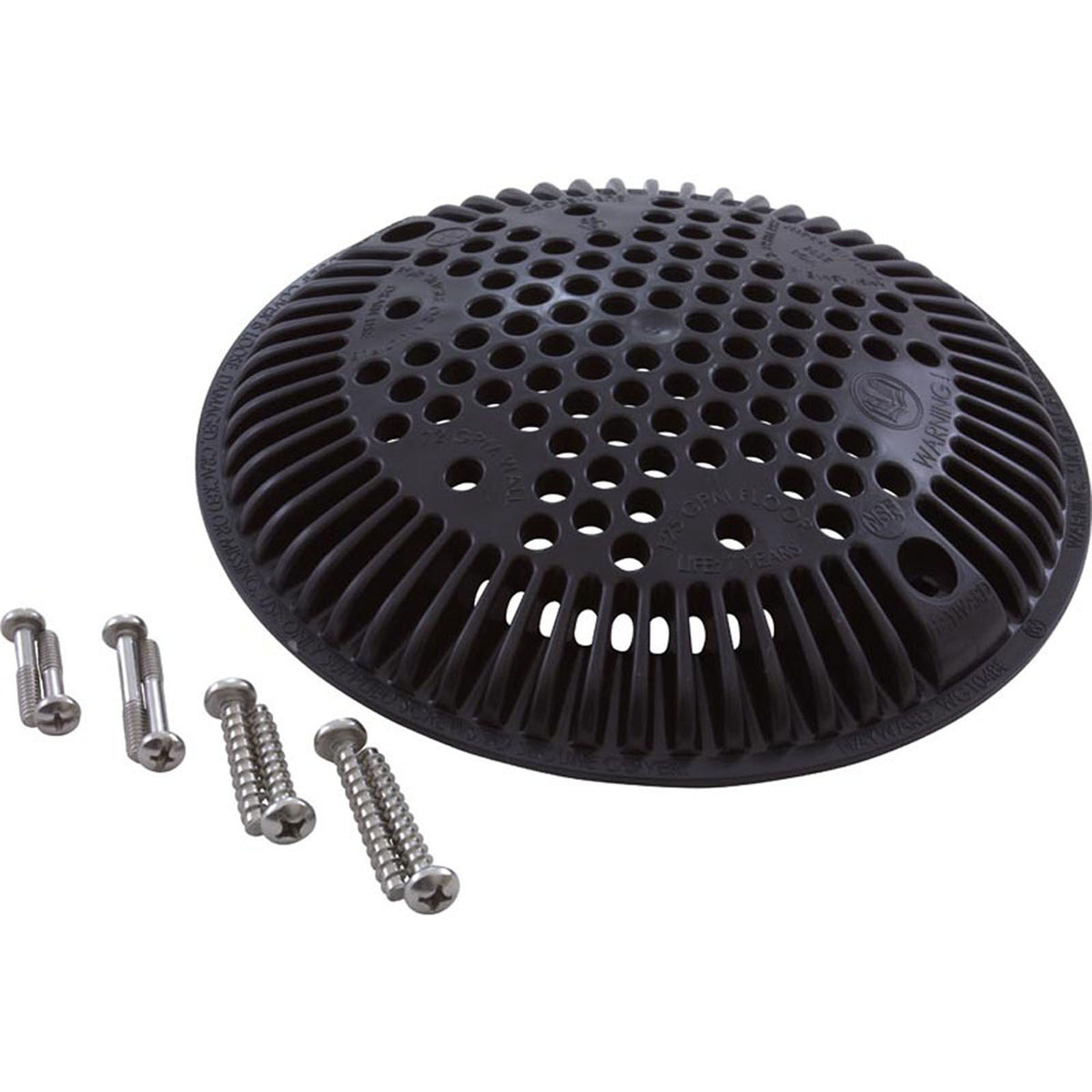 Main Drain Grate, Hayward Anti Vortex, 7-3/4"dia Round, Blk
