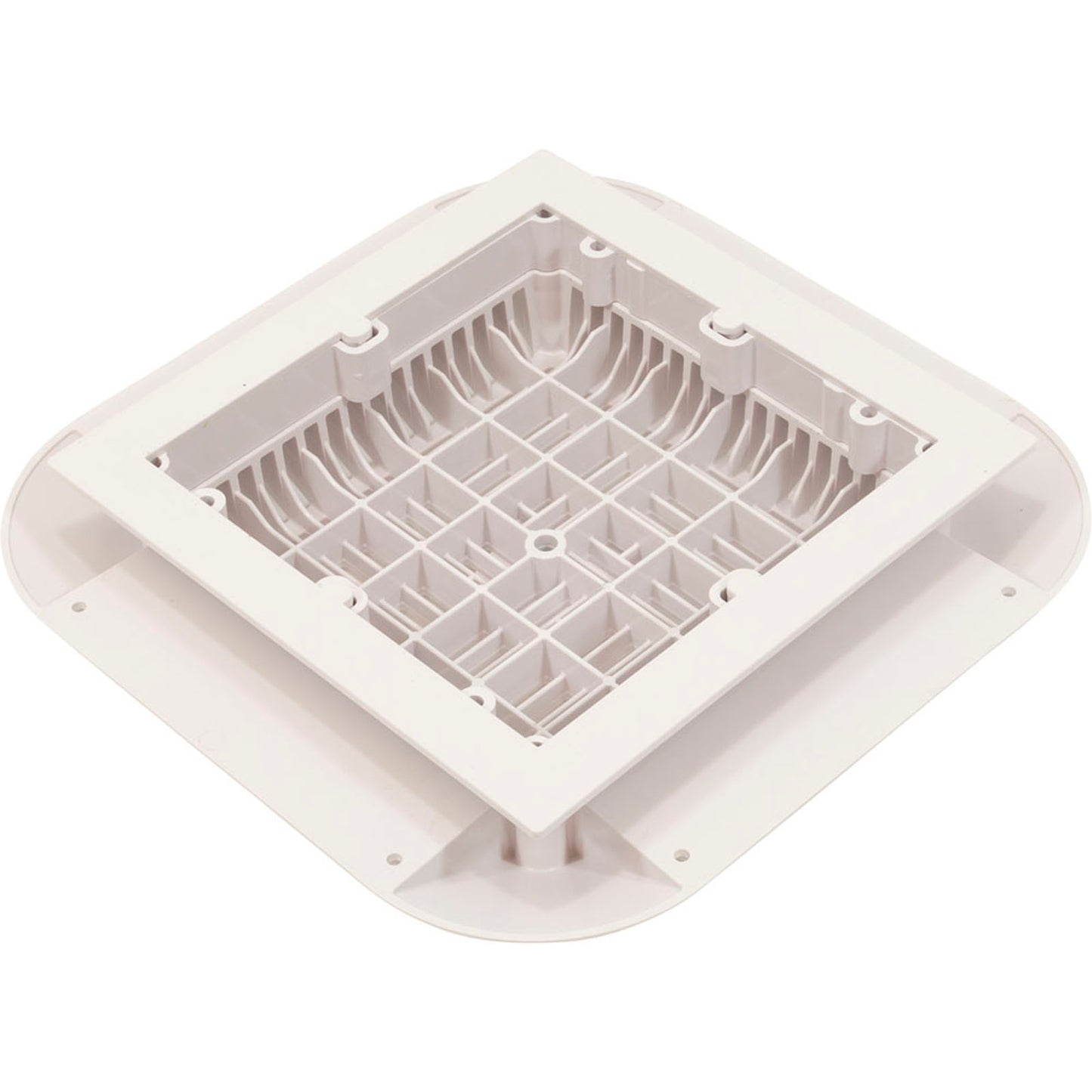 Main Drain Grate, 14" x 14" Square, 2 Retro 9"x9", White