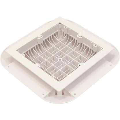 Main Drain Grate, 14" x 14" Square, 2 Retro 9"x9", White