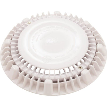 Main Drain Grate, CMP LowPro, 8" Rnd, w/Frame & Vtd Riser, Wht