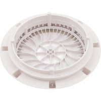 Main Drain Grate, CMP LowPro, 8" Rnd, w/Frame & Vtd Riser, Wht
