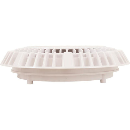 Main Drain Grate, CMP LowPro, 8" Rnd, w/Frame & Vtd Riser, Wht