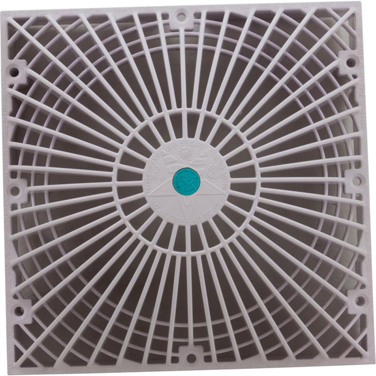 Main Drain Cover, AquaStar, Retro MoFlow, 9" x 9", Square, White