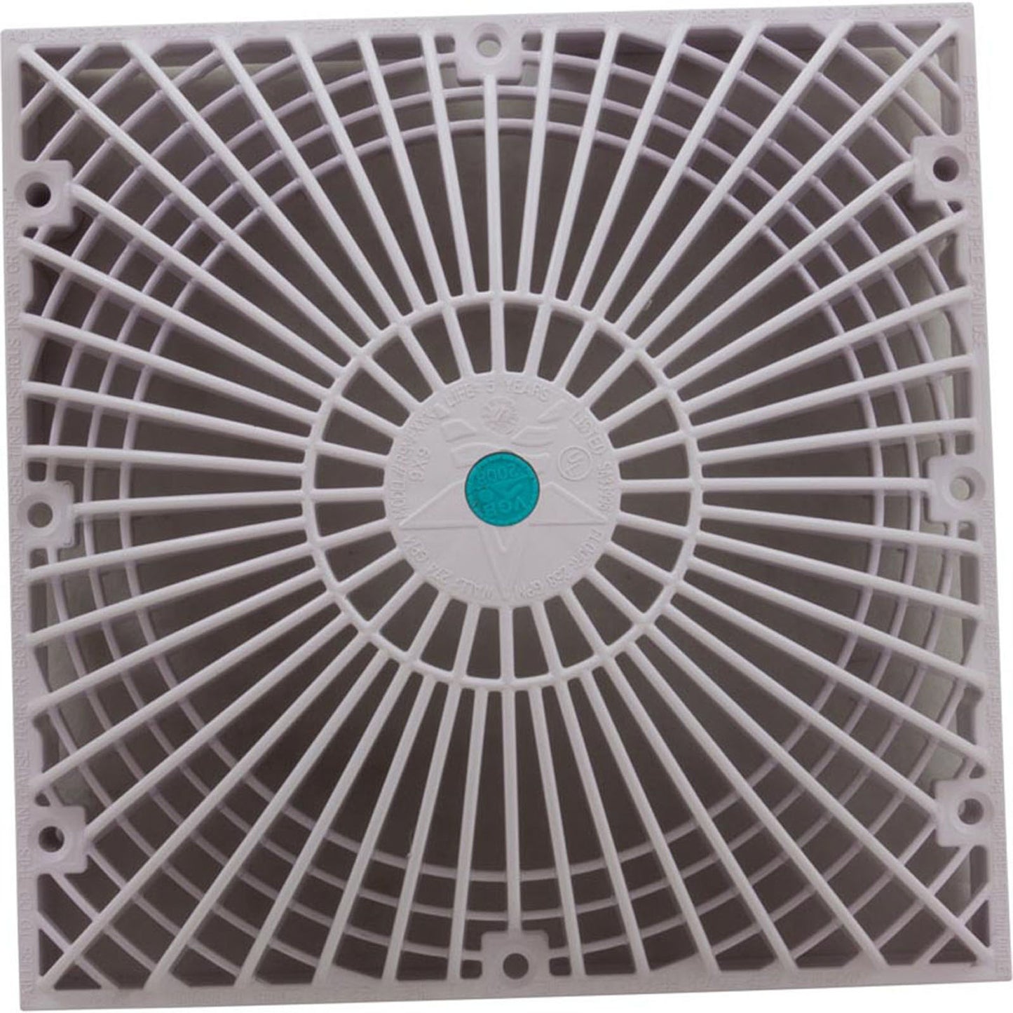 Main Drain Cover, AquaStar, Retro MoFlow, 9" x 9", Square, White