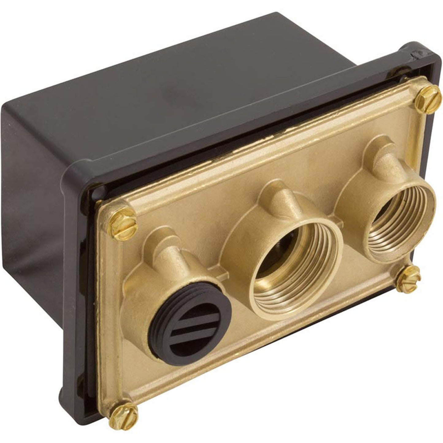 Light J-Box, Pent, (2) 3/4" Ports, (1) 1/2" Port, Brass Base