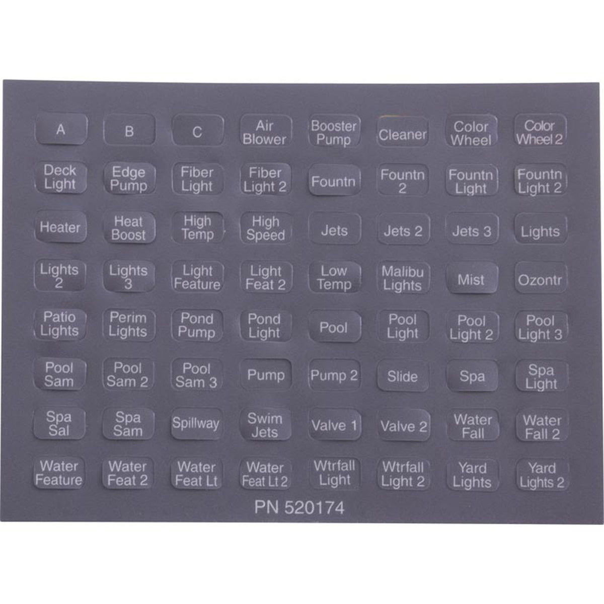 Label, Pentair, IntelliTouchÃ‚Â®, iS10, Set of 10