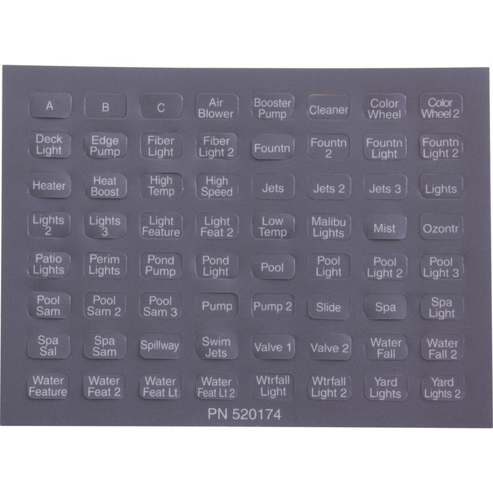 Label, Pentair, IntelliTouchÃ‚Â®, iS10, Set of 10