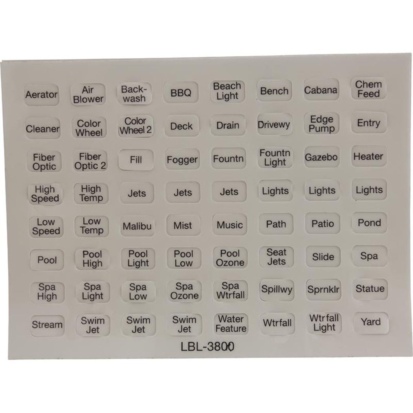 Label, Pentair, Compool, Indoor Control Panel, CP3800