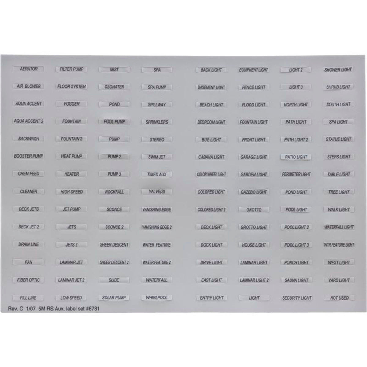 Étiquette auxiliaire, Zodiac Jandy AquaLink, contrôle par tous les boutons