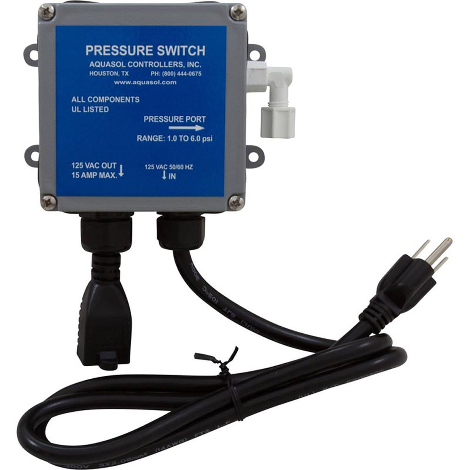 Safety Pressure Switch, Aquasol, 1-6 psi