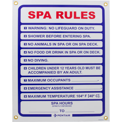 Sign, Spa Rules, 18" x 24"