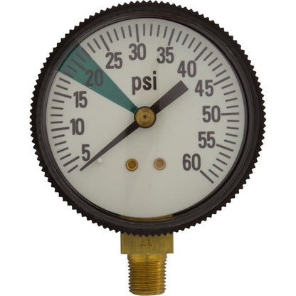 Pressure Gauge, Zodiac Ray-Vac/DM Hose, 60 psi, Bottom Mount