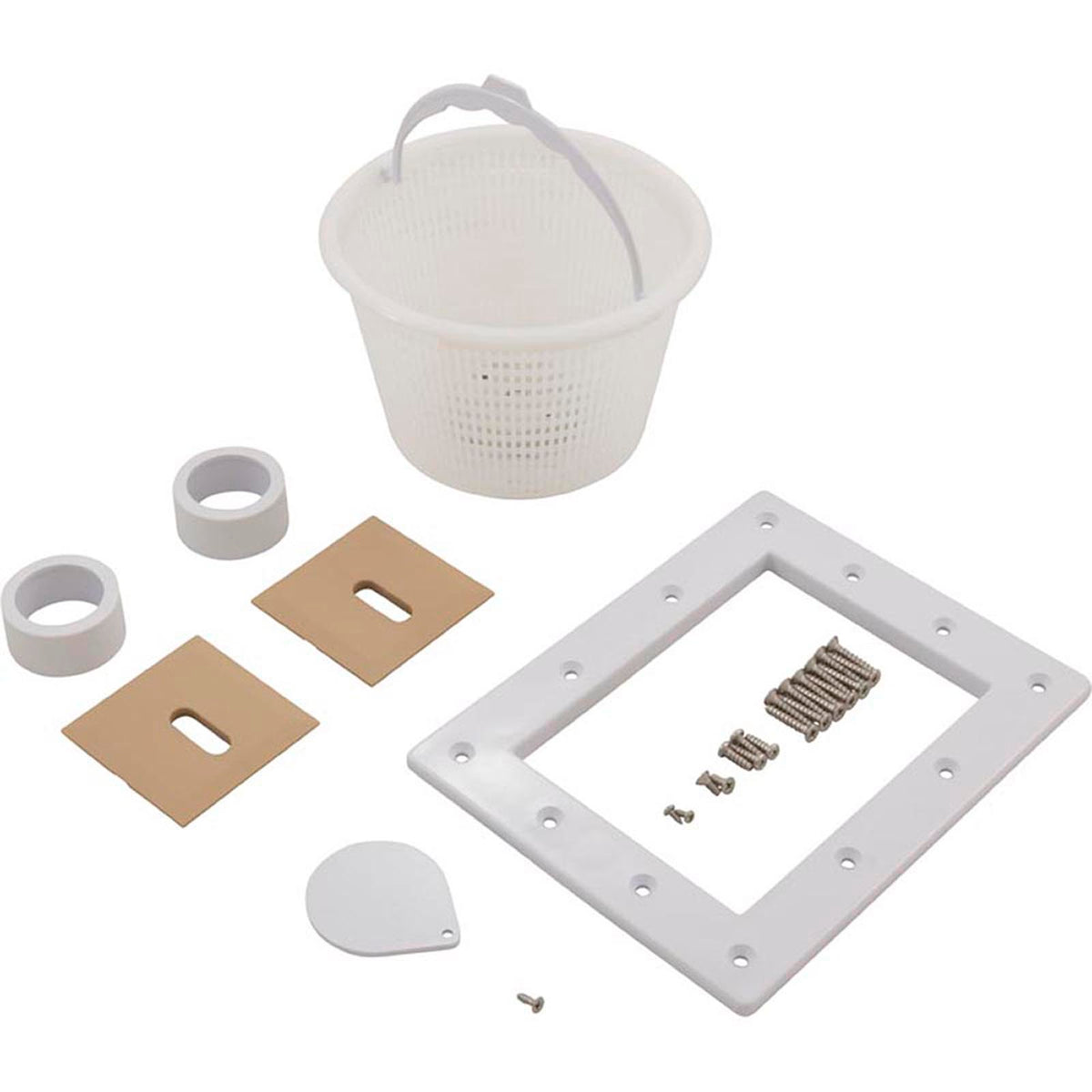 Fiberglass Skimmer (Regular Mouth, Square Lid) White, Solid