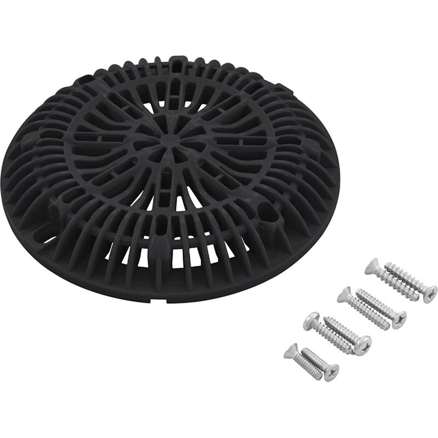 Tapa de drenaje Galaxy de 8" con paquete de tornillos, color negro
