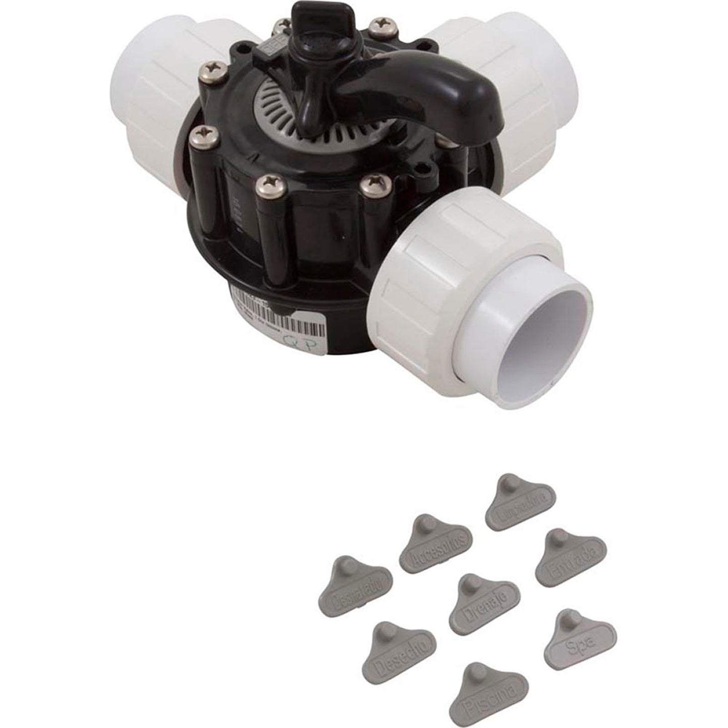 Diverter Valve, 1.5In Unions, 3-Way, Black