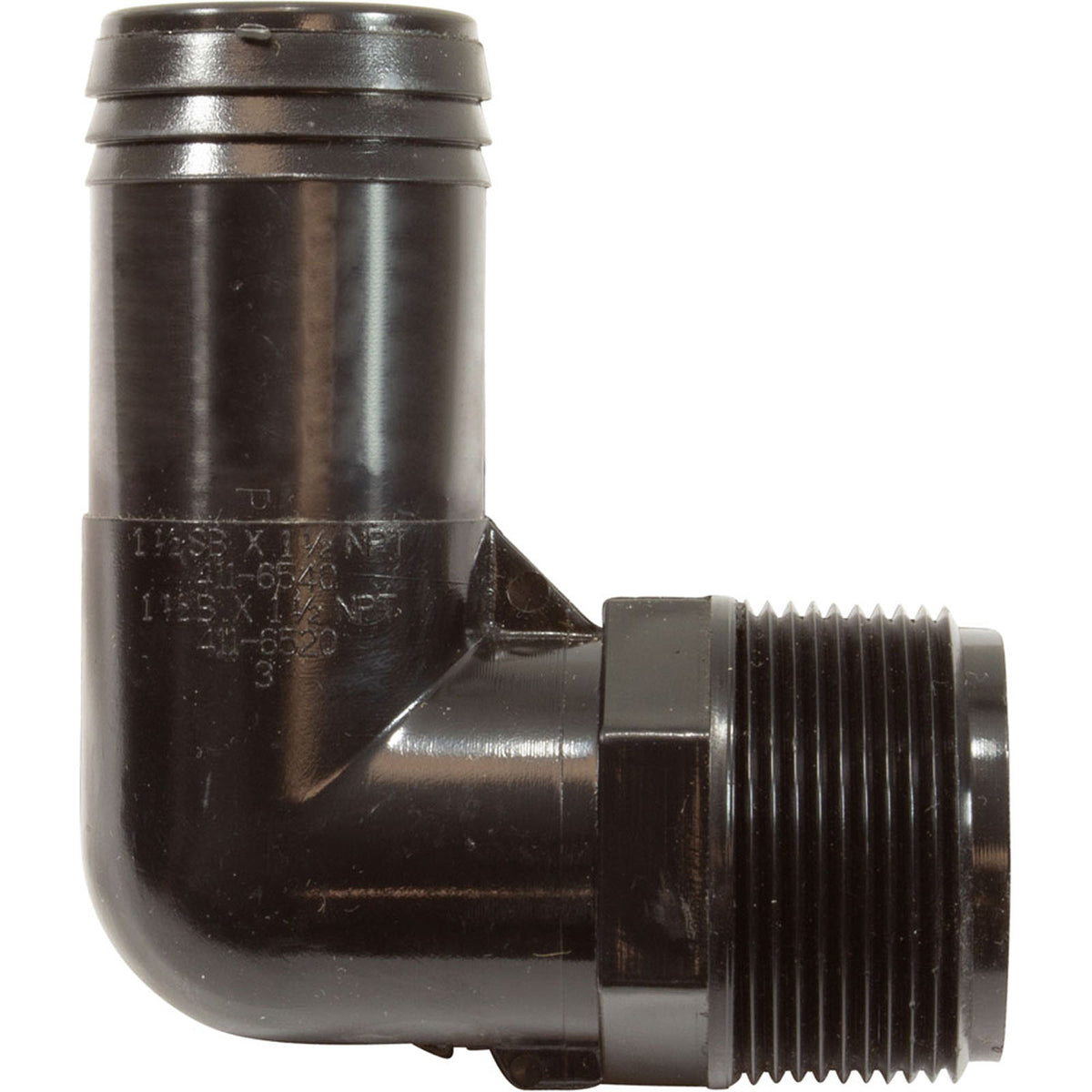 1 1/2"Mptx1 1/2"Hose Barb Ell - Black