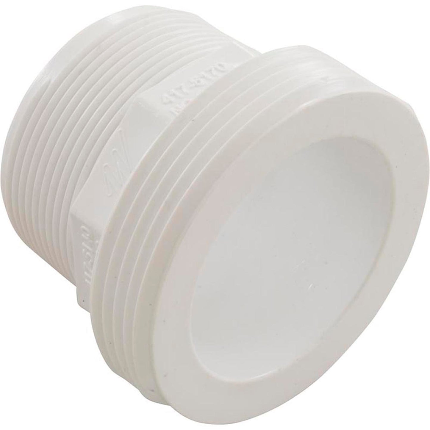 Cola de tubo macho de 2" con contrafuerte y 2" con rosca macho, color blanco