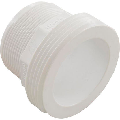 Cola de tubo macho de 2" con contrafuerte y 2" con rosca macho, color blanco