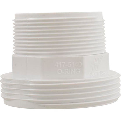 Cola de tubo macho de 2" con contrafuerte y 2" con rosca macho, color blanco