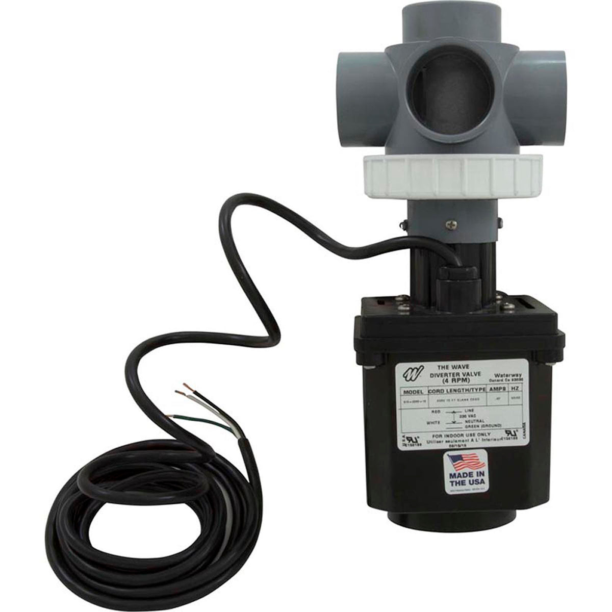 Motorized Diverter Valve, WW Wave, 5 Port,1-1/2"s,230v,4 RPM