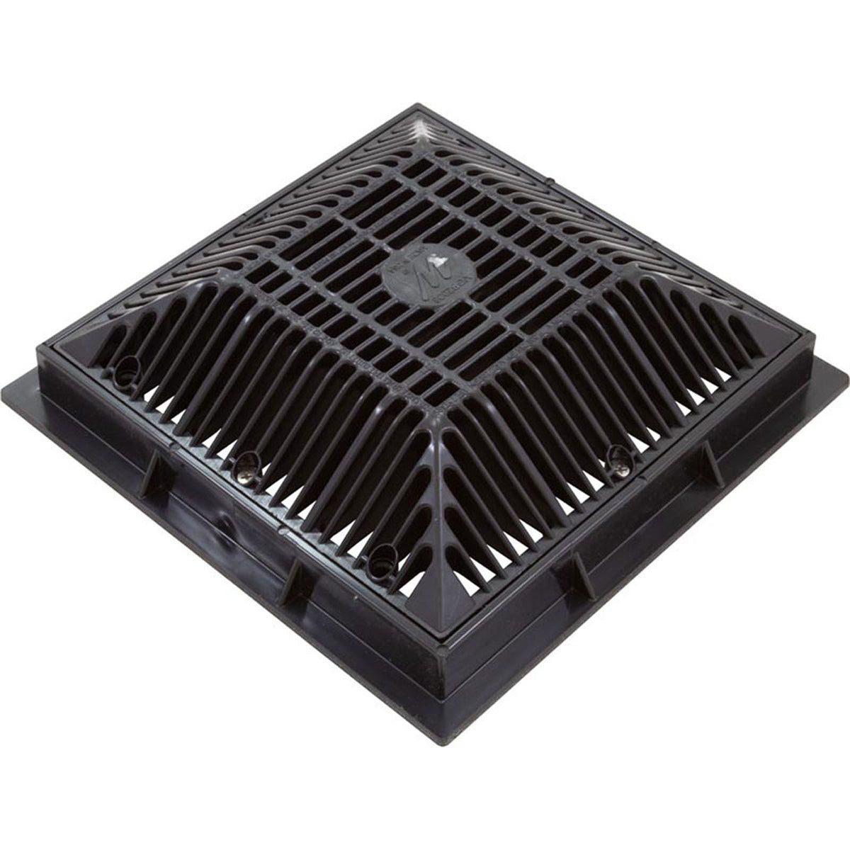 Main Drain Grate, Waterway, 9"x 9", with Frame (2011), Black