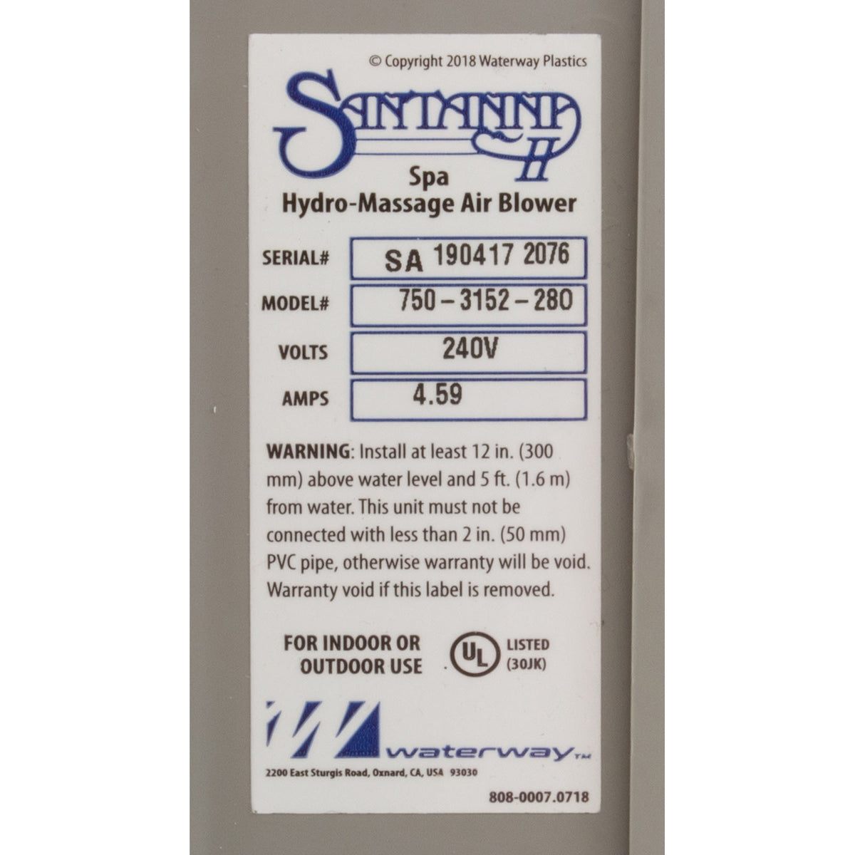 Souffleur d'air pour usage extérieur Santanna Ii 1,5 CV 220 V