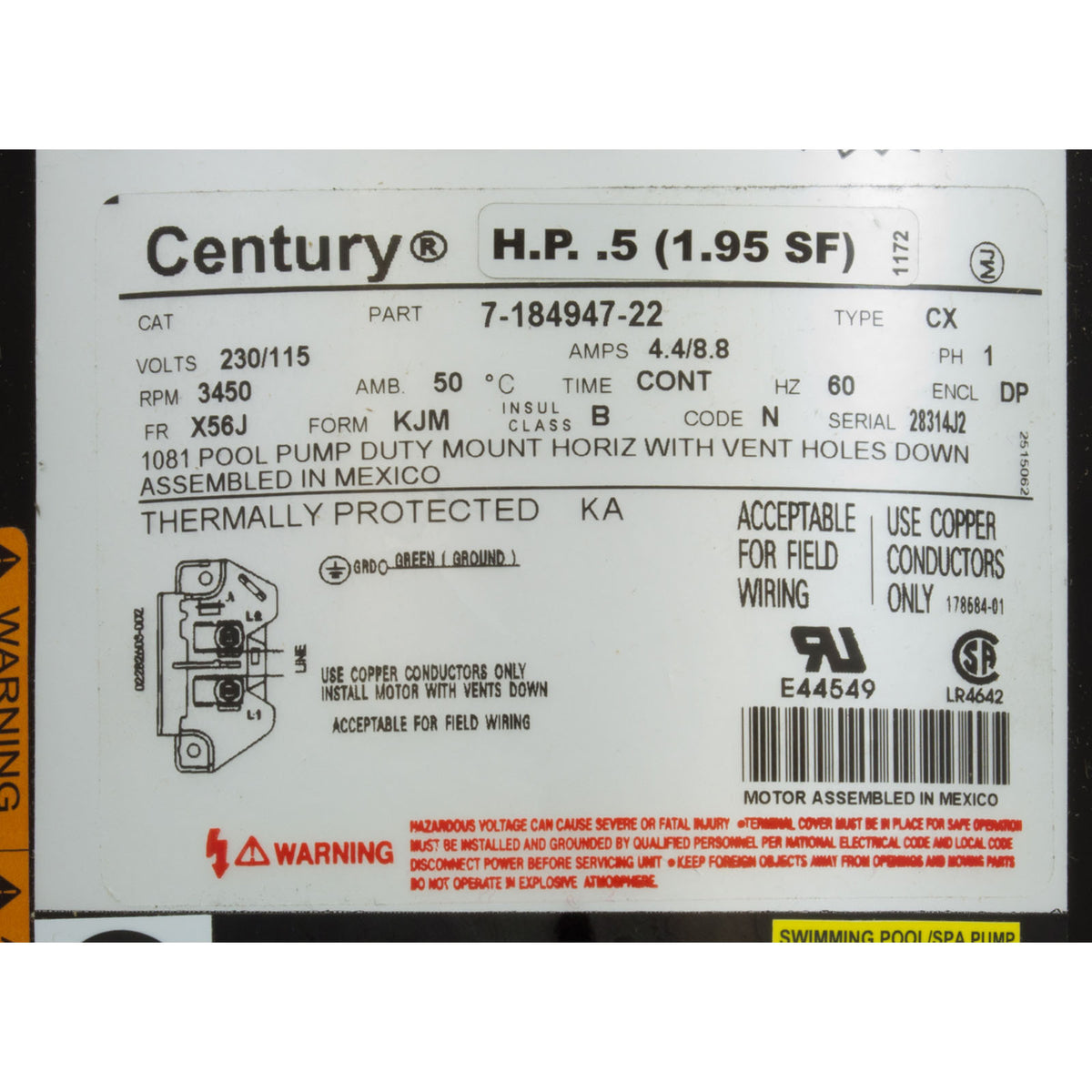 Pompe complète 1/2 CV, vitesse unique, Magnum Force, 5 Mf-S