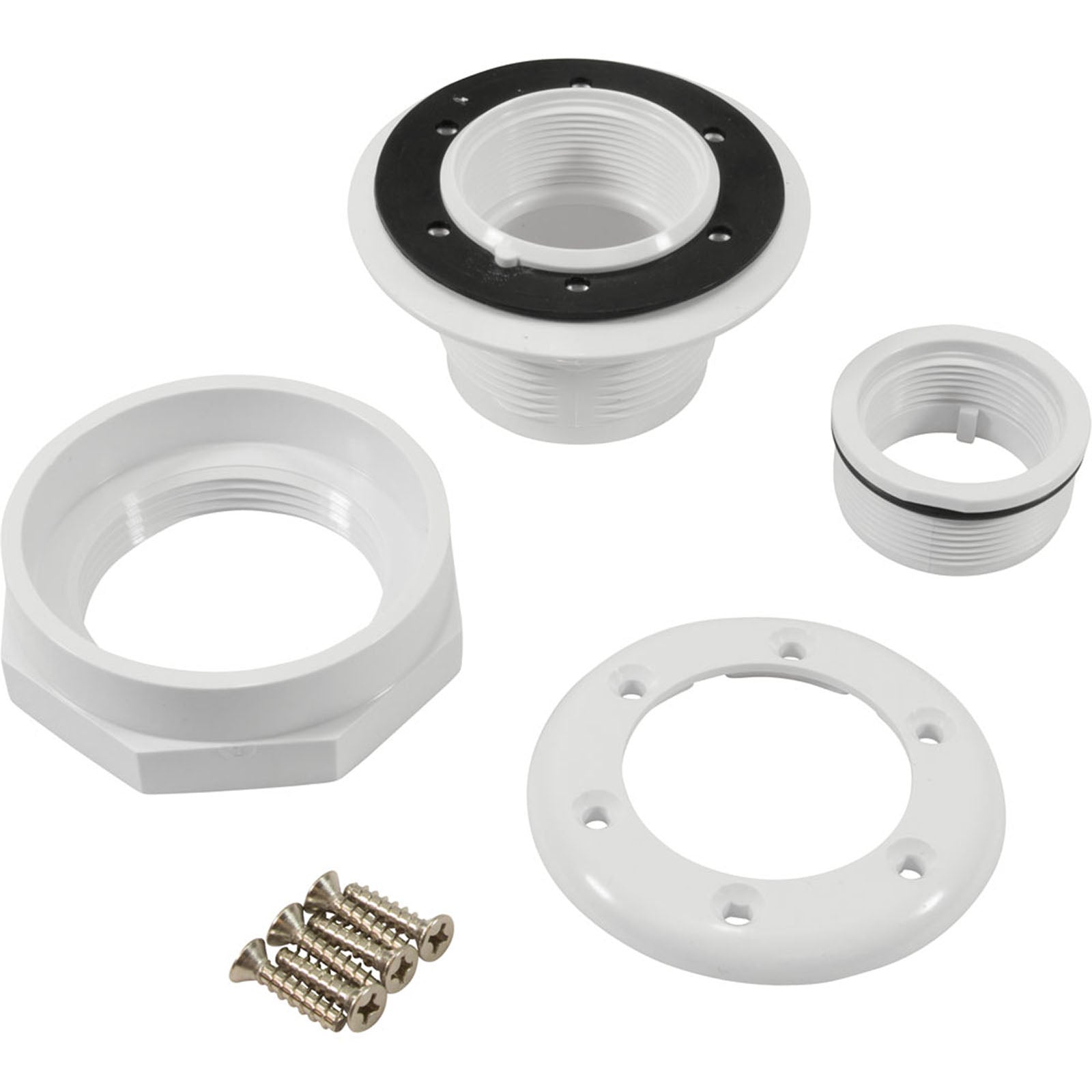 Inlet Fitting, 2"s, PVC, For Vinyl, w/ Face Plate