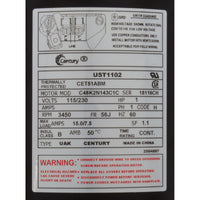 A.O. Smith Century UST1102 Pool Pump Motor, 1 HP, 115/230V, 56J, Single Speed
