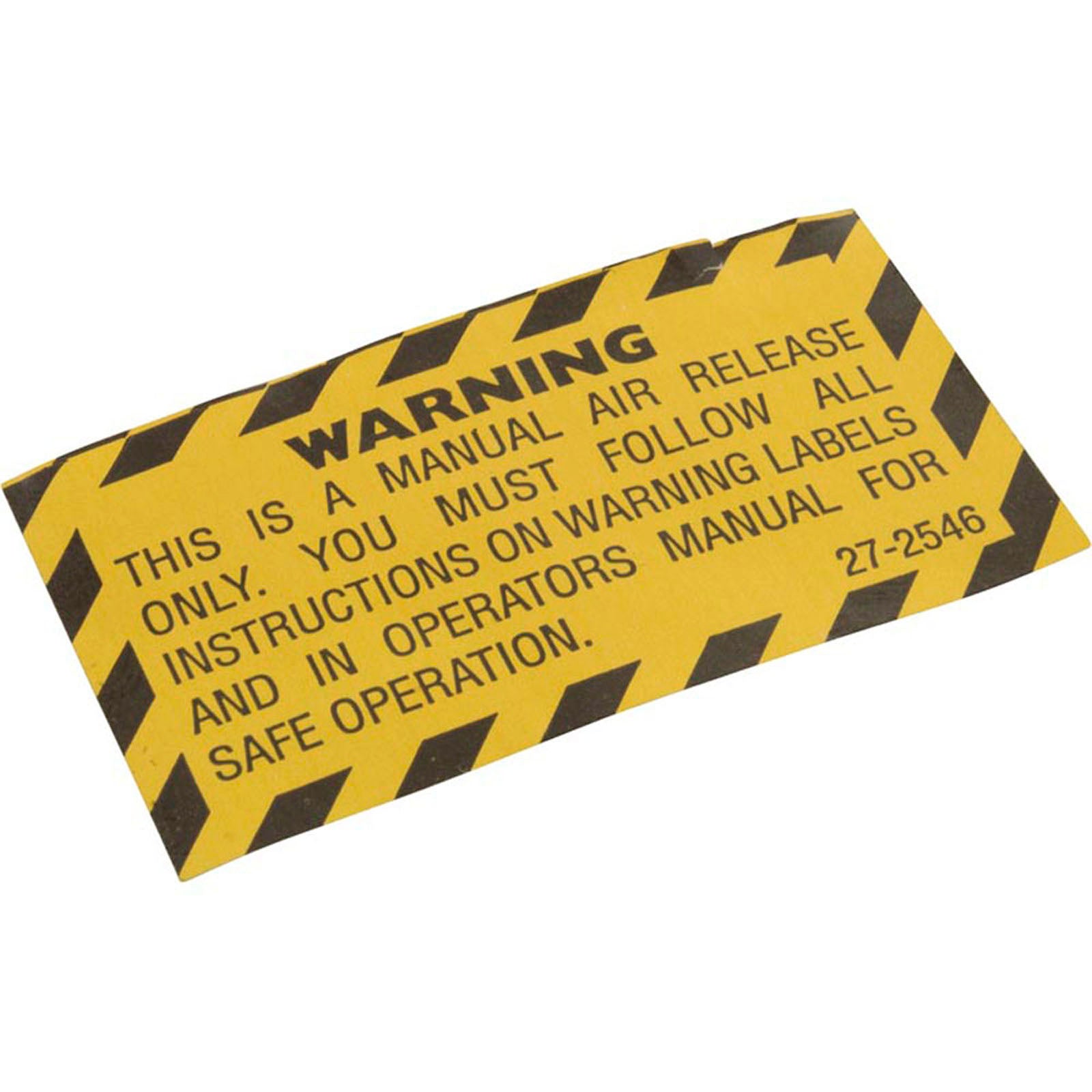 Warning Label, PacFab Pent Nautilus Plus/Triton C-3, Air Rlf