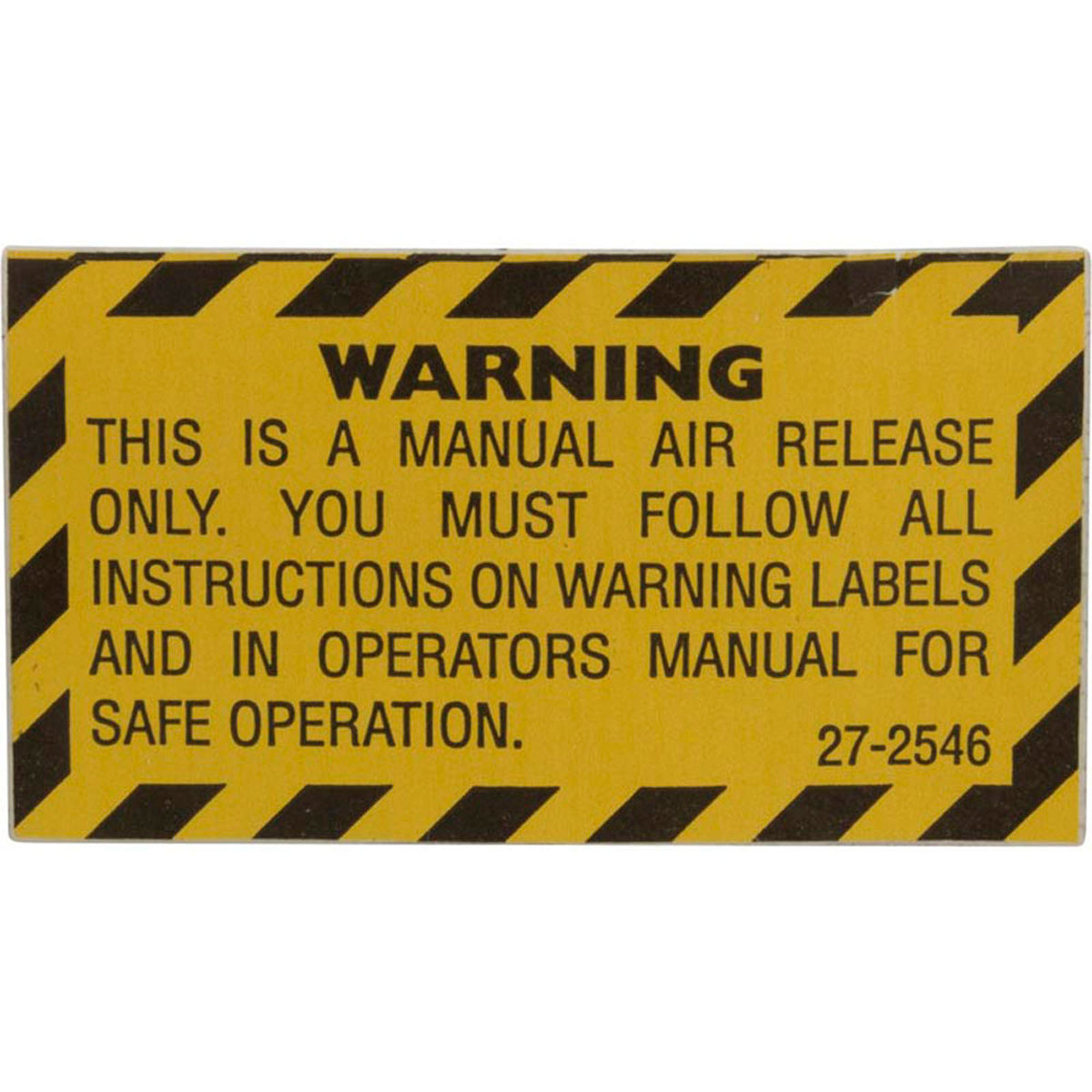 Warning Label, PacFab Pent Nautilus Plus/Triton C-3, Air Rlf