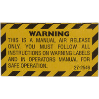 Warning Label, PacFab Pent Nautilus Plus/Triton C-3, Air Rlf