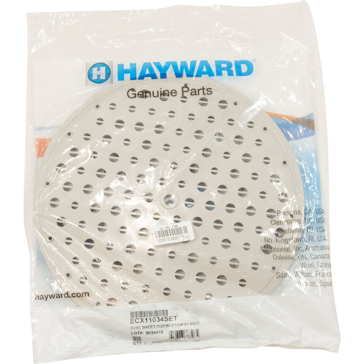 Tube Sheet Set, Hayward Perflex EC65/75, Top & Bottom