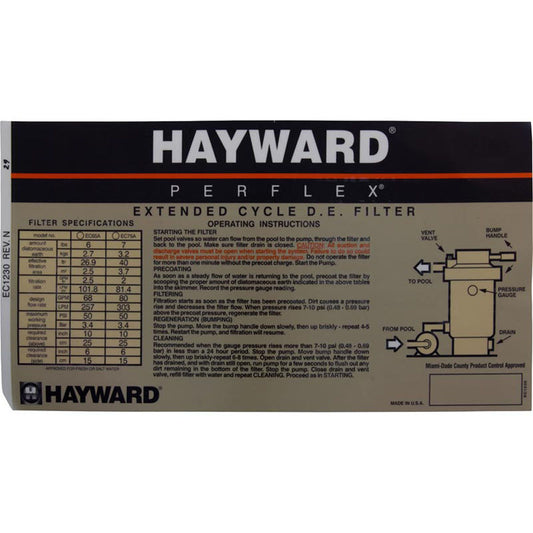 Decal, Hayward Perflex 65/A/75/A