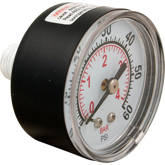 Pressure Gauge, Pentair StaRite, 1/4"mpt, 0-60psi, Back Mount