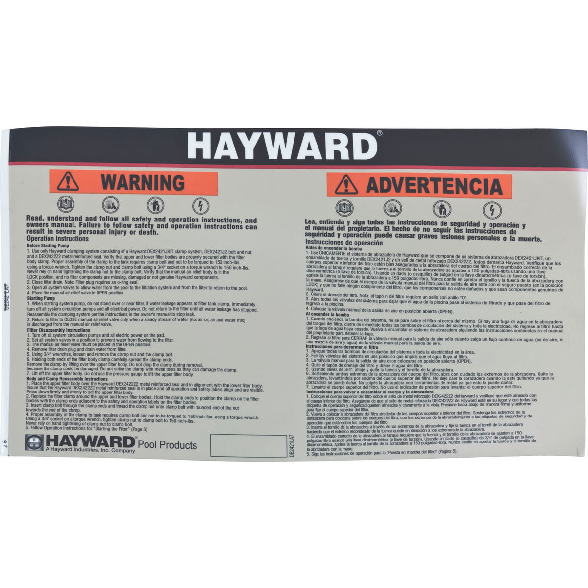 Tank Lid, Hayward C3020/C3025/DE3620, with Clamp Ring