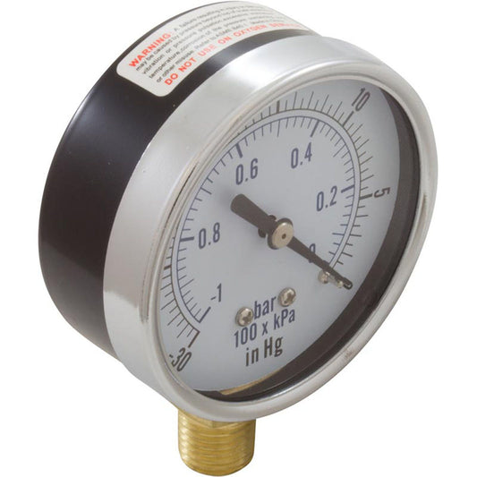 Vacuum Gauge, 1/4" Bottom Connection NPT 0-30HG 2-1/2" Face