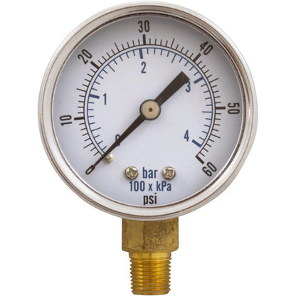 Pressure Gauge, 1/8"mpt, 0-60psi, Bottom Mount, Generic