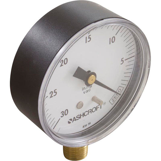 Vacuum Gauge, 1/4"mpt, 0-30 in.Hg, Bottom Mount, Generic