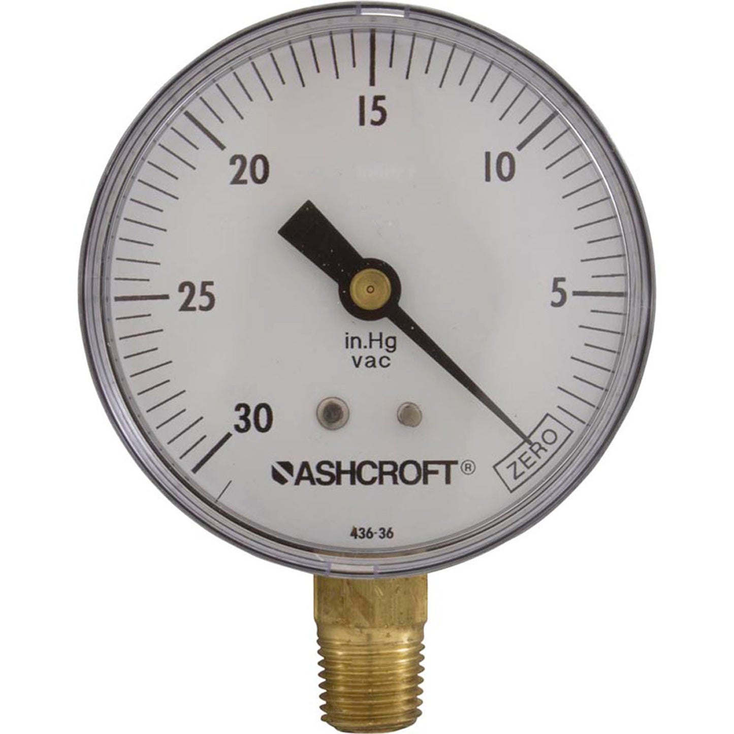Vacuum Gauge, 1/4"mpt, 0-30 in.Hg, Bottom Mount, Generic