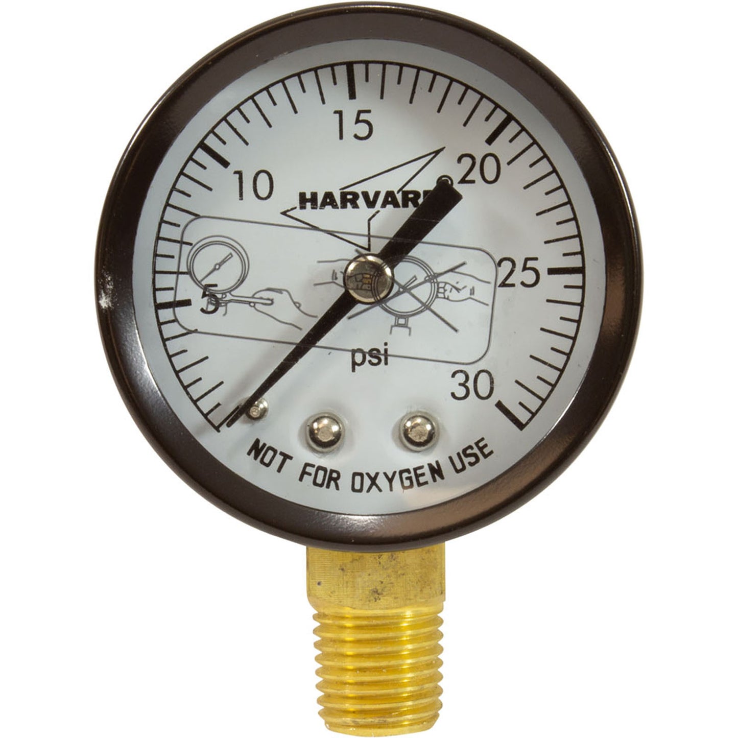Pressure Gauge, 1/4"mpt, 0-30psi, Bottom Mount, 2"fd, Generic
